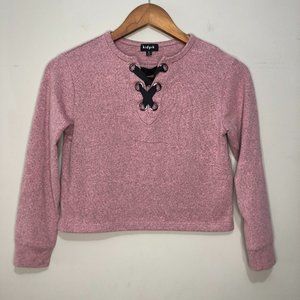 KidPix Girls Size M (10) Long Sleeve Cross Neck Sweater Mauve